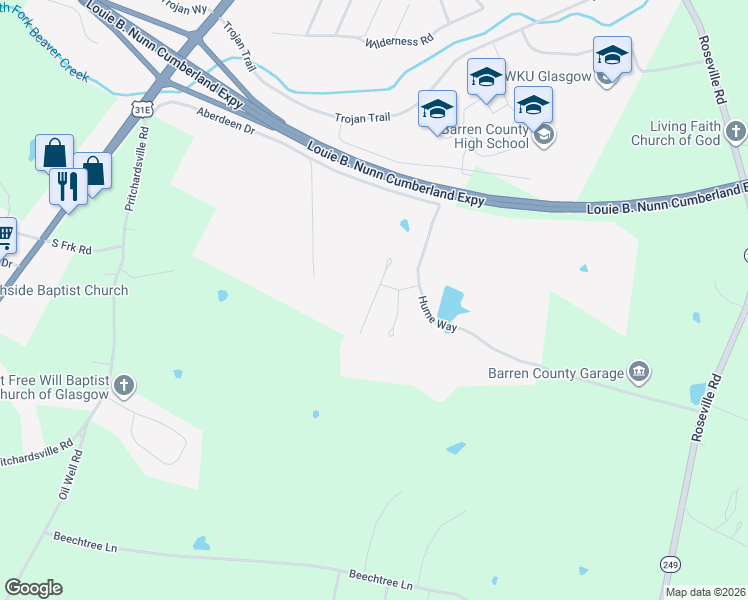 map of restaurants, bars, coffee shops, grocery stores, and more near Sporran Way in Glasgow