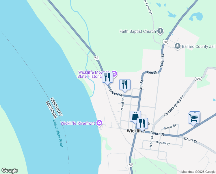 map of restaurants, bars, coffee shops, grocery stores, and more near 94 Green Street in Wickliffe