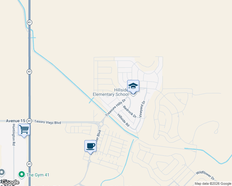 map of restaurants, bars, coffee shops, grocery stores, and more near 4636 Twin Oaks Rd in Madera