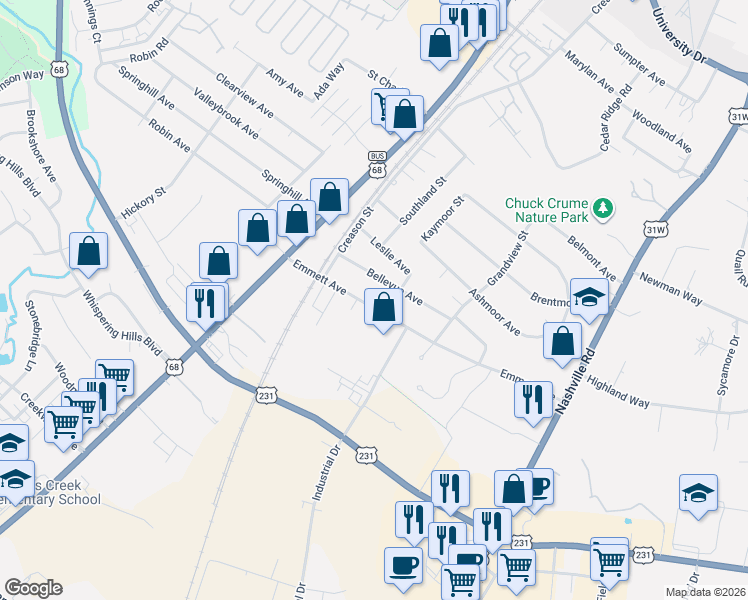 map of restaurants, bars, coffee shops, grocery stores, and more near 324 Emmett Avenue in Bowling Green
