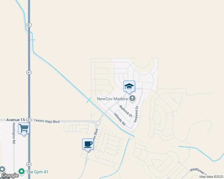 map of restaurants, bars, coffee shops, grocery stores, and more near 4636 Twin Oaks Rd in Madera