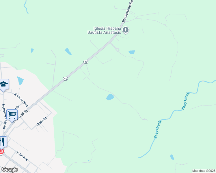 map of restaurants, bars, coffee shops, grocery stores, and more near 653 Three Flags Drive in Kenbridge