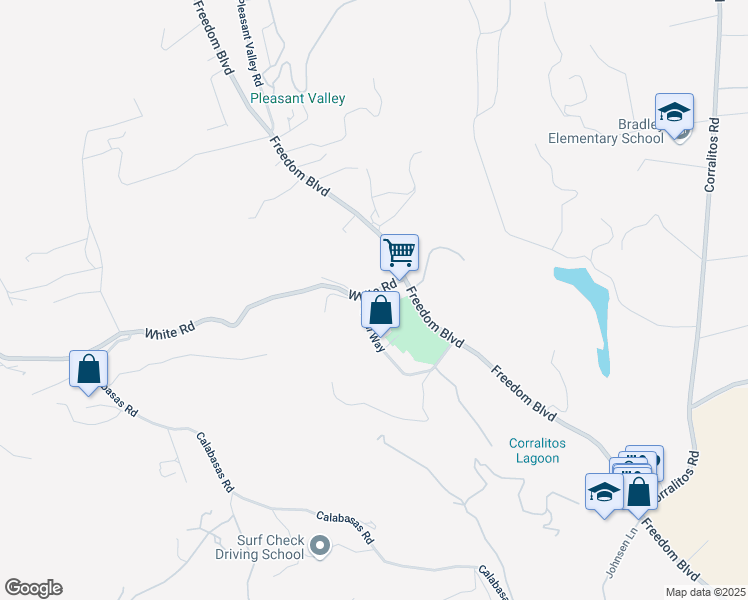 map of restaurants, bars, coffee shops, grocery stores, and more near 29 White Road in Watsonville