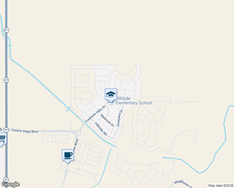 map of restaurants, bars, coffee shops, grocery stores, and more near 819 Treasure Hills Drive in Madera