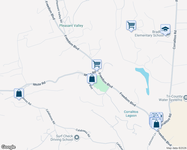 map of restaurants, bars, coffee shops, grocery stores, and more near 29 White Road in Watsonville