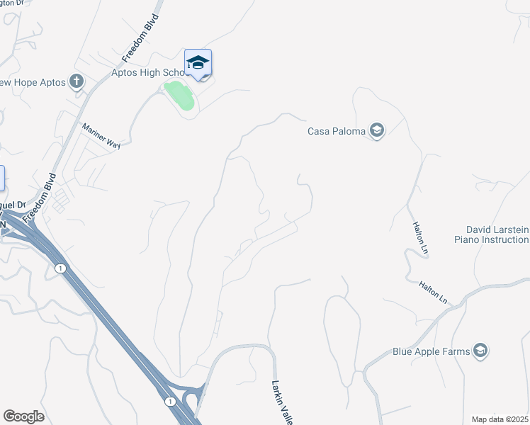 map of restaurants, bars, coffee shops, grocery stores, and more near 365 Race Horse Lane in Watsonville
