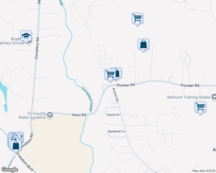 map of restaurants, bars, coffee shops, grocery stores, and more near 899 Amesti Road in Watsonville