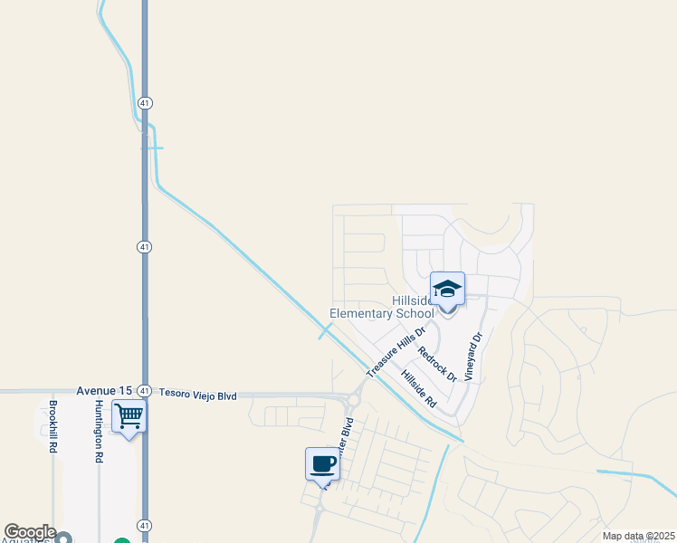 map of restaurants, bars, coffee shops, grocery stores, and more near 4644 Hillside Road in Friant