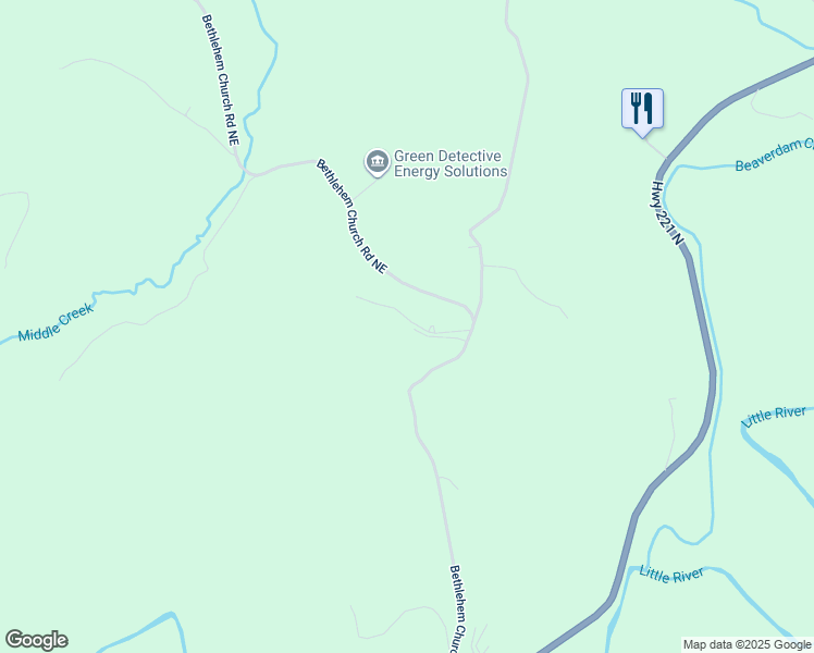 map of restaurants, bars, coffee shops, grocery stores, and more near 582 Bethlehem Church Road Northeast in Floyd
