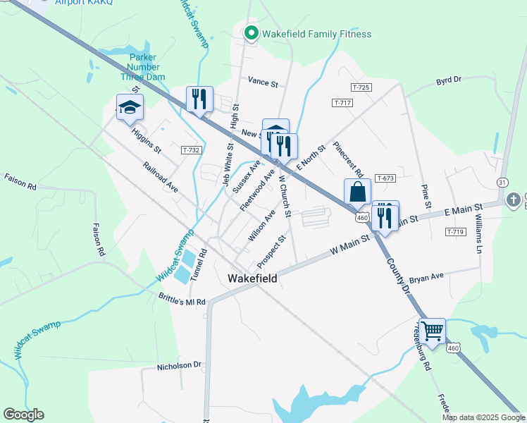 map of restaurants, bars, coffee shops, grocery stores, and more near 112 Wilson Ave in Wakefield