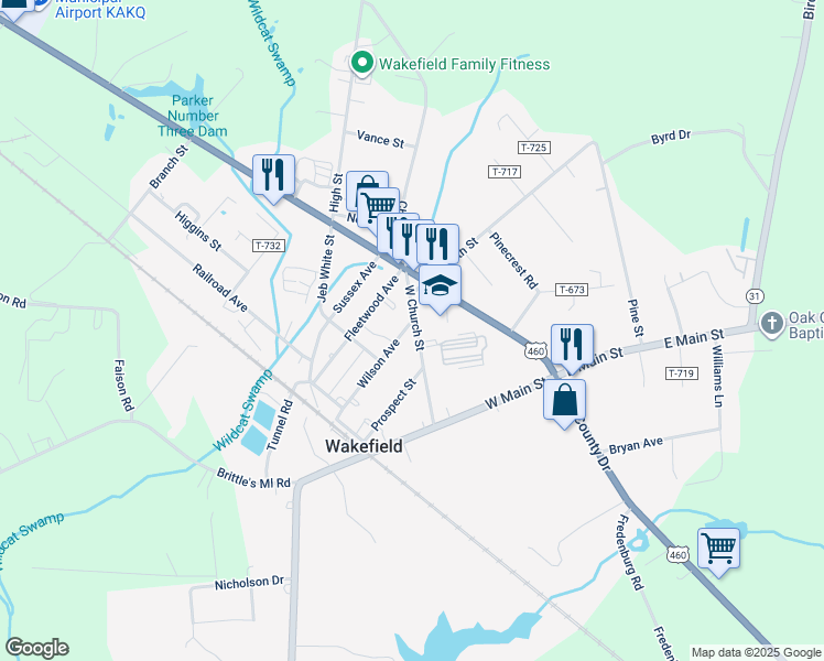 map of restaurants, bars, coffee shops, grocery stores, and more near 105 Wilson Avenue in Wakefield