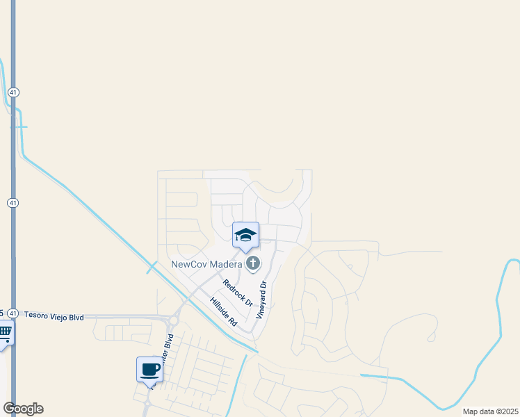 map of restaurants, bars, coffee shops, grocery stores, and more near 4693 Del Oro Road in Friant