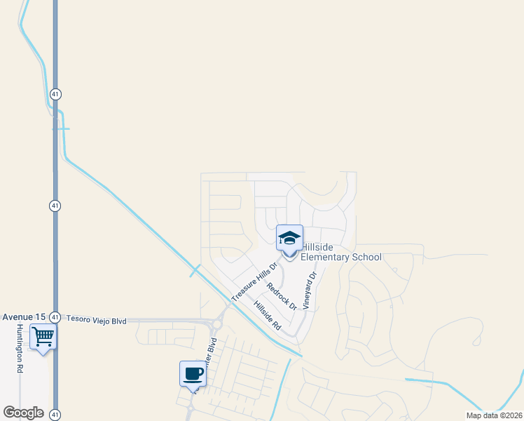 map of restaurants, bars, coffee shops, grocery stores, and more near 4679 Twin Oaks Rd in Madera