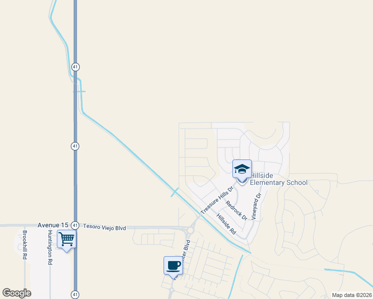 map of restaurants, bars, coffee shops, grocery stores, and more near 4644 Hillside Road in Friant