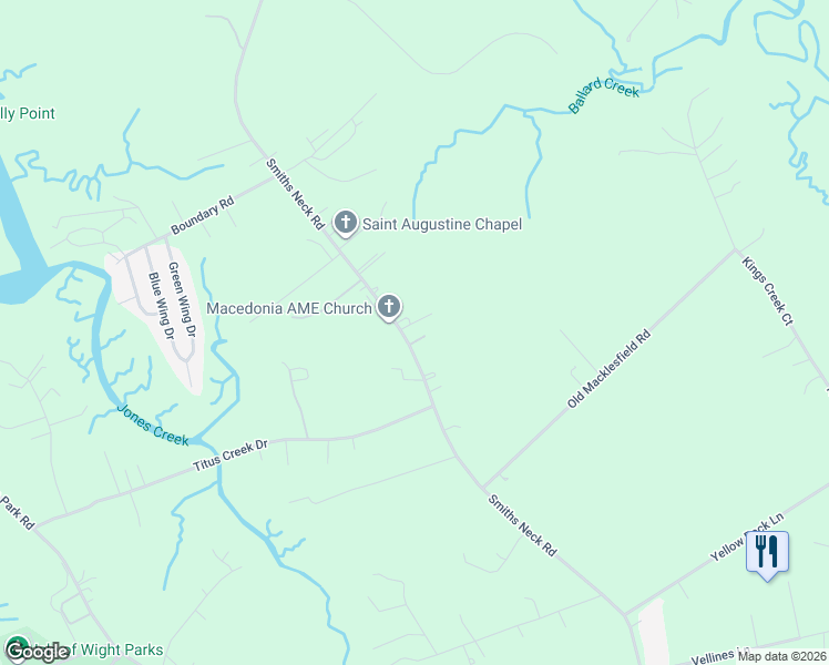 map of restaurants, bars, coffee shops, grocery stores, and more near 12217 Smiths Neck Road in Carrollton