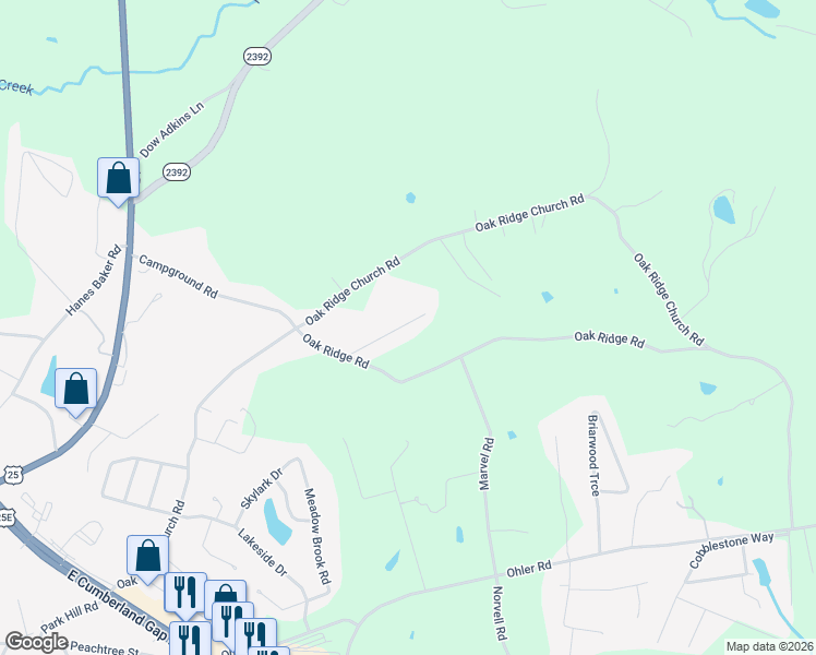 map of restaurants, bars, coffee shops, grocery stores, and more near 114 Tuit Acres Road in Corbin
