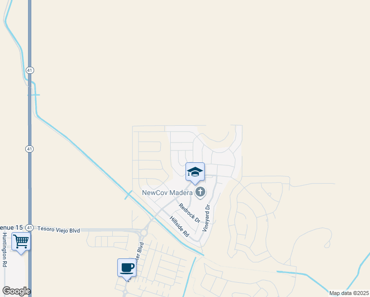 map of restaurants, bars, coffee shops, grocery stores, and more near 4679 Twin Oaks Rd in Madera