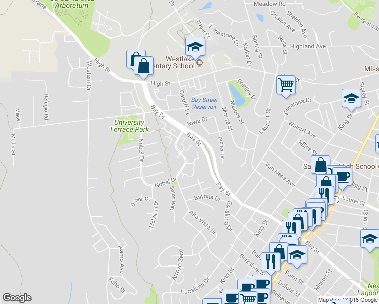 map of restaurants, bars, coffee shops, grocery stores, and more near 152 Torrey Pine Terrace in Santa Cruz