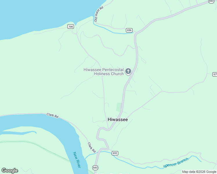 map of restaurants, bars, coffee shops, grocery stores, and more near 2366 Bethel Church Road in Hiwassee