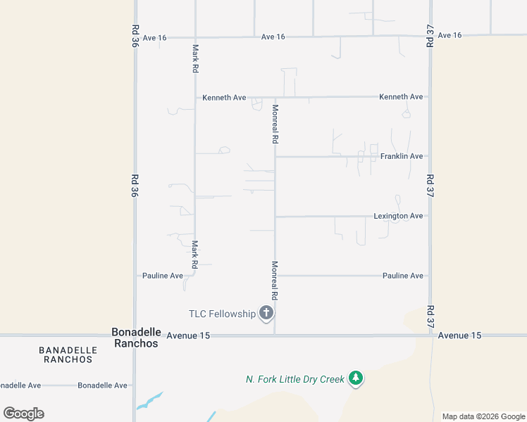 map of restaurants, bars, coffee shops, grocery stores, and more near 15418 Monreal Road in Madera