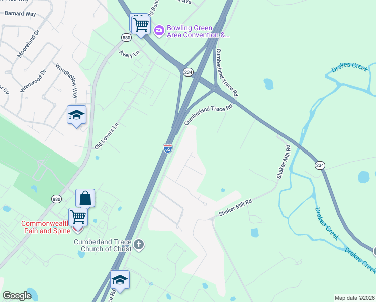 map of restaurants, bars, coffee shops, grocery stores, and more near 265 Maplemere Drive in Bowling Green