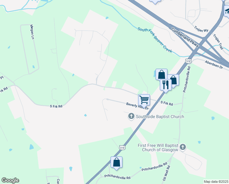 map of restaurants, bars, coffee shops, grocery stores, and more near 466-482 Southfork Road in Glasgow