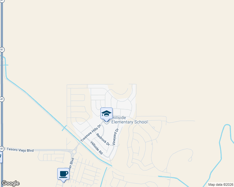 map of restaurants, bars, coffee shops, grocery stores, and more near Terrace Place in Madera County