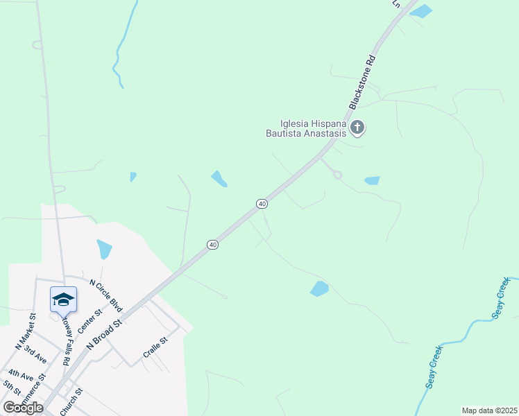 map of restaurants, bars, coffee shops, grocery stores, and more near 1342 Blackstone Road in Kenbridge