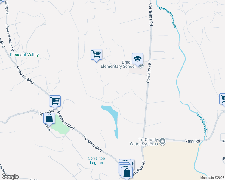 map of restaurants, bars, coffee shops, grocery stores, and more near 180 Pheasant Run in Corralitos