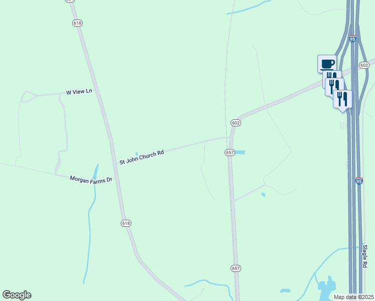 map of restaurants, bars, coffee shops, grocery stores, and more near 12430 Saint John Church Road in Stony Creek