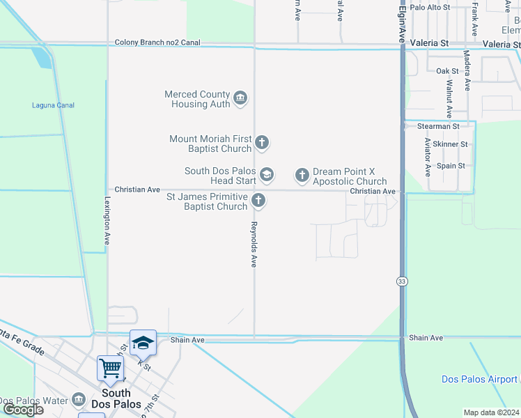 map of restaurants, bars, coffee shops, grocery stores, and more near 21562 Reynolds Avenue in Dos Palos