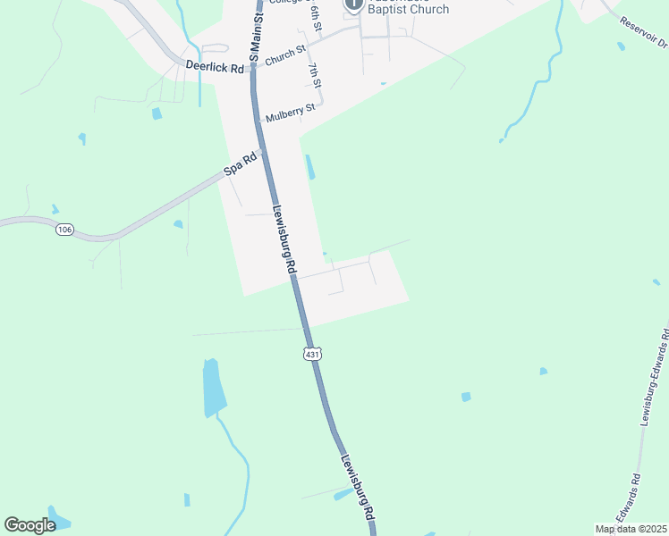 map of restaurants, bars, coffee shops, grocery stores, and more near 185 Coffee Tree Street in Lewisburg