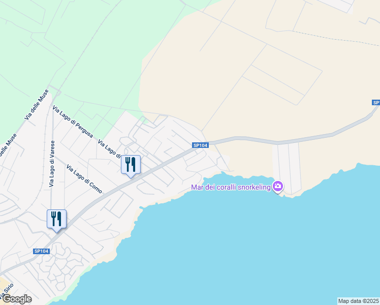 map of restaurants, bars, coffee shops, grocery stores, and more near 2 Via Mar Adriatico in Fontane Bianche