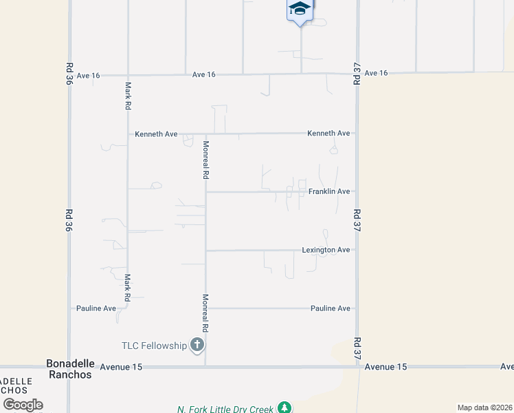 map of restaurants, bars, coffee shops, grocery stores, and more near 36684 Franklin Avenue in Madera