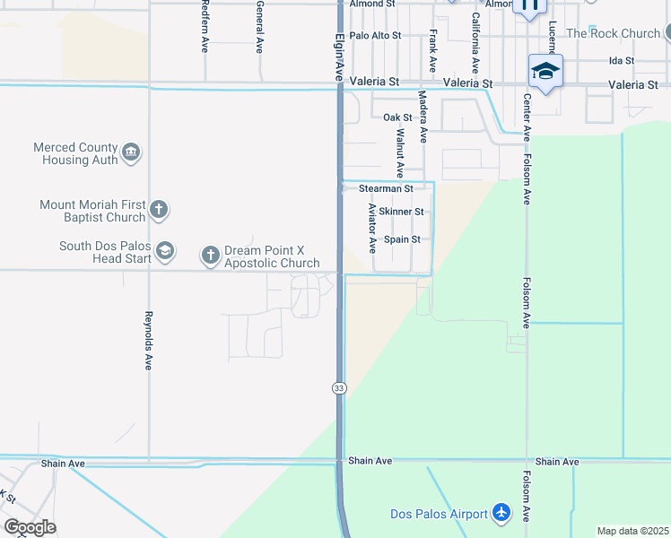 map of restaurants, bars, coffee shops, grocery stores, and more near Christian Avenue in Dos Palos