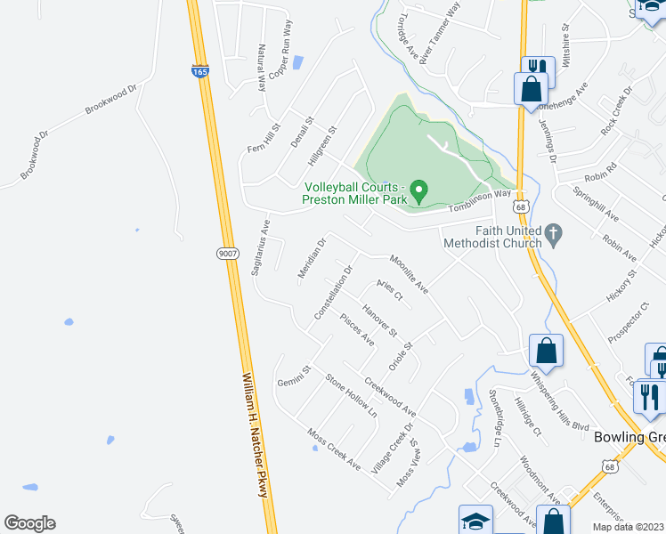 map of restaurants, bars, coffee shops, grocery stores, and more near 416 Lincoln Court in Bowling Green