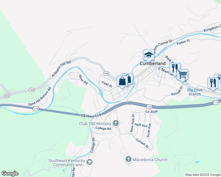 map of restaurants, bars, coffee shops, grocery stores, and more near 603 Spring Street in Cumberland