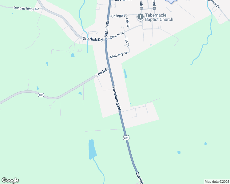 map of restaurants, bars, coffee shops, grocery stores, and more near 132 Lewisburg Road in Lewisburg