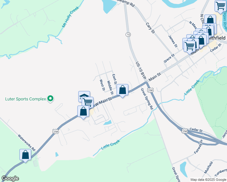 map of restaurants, bars, coffee shops, grocery stores, and more near 106 Windsor Avenue in Smithfield