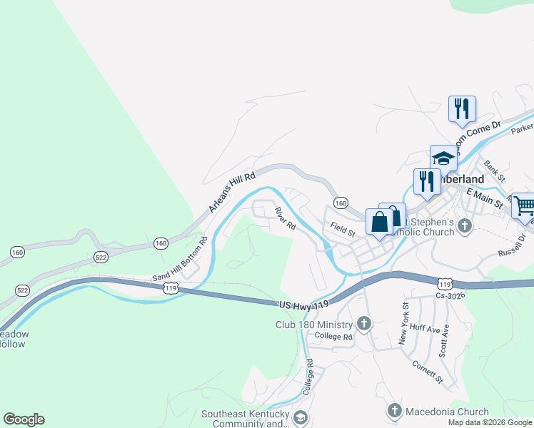 map of restaurants, bars, coffee shops, grocery stores, and more near 709 Hogg Street in Cumberland