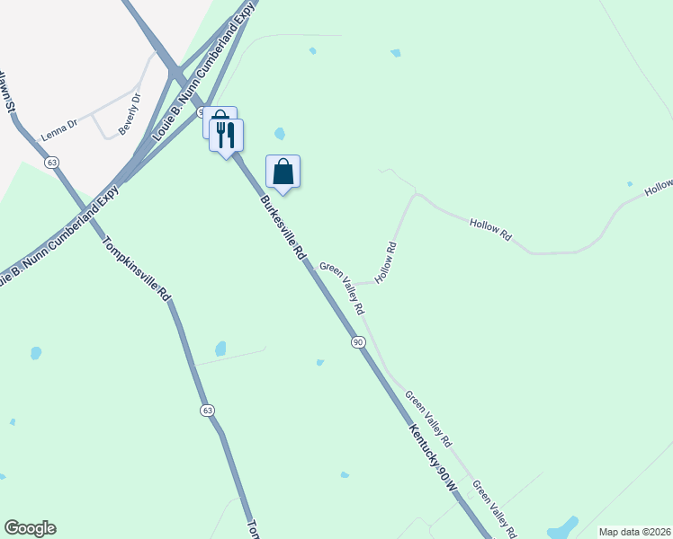 map of restaurants, bars, coffee shops, grocery stores, and more near 120 Green Valley Road in Glasgow