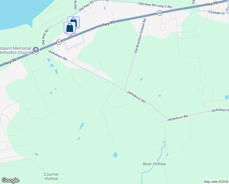 map of restaurants, bars, coffee shops, grocery stores, and more near 665 Jacksboro Road in Bronston