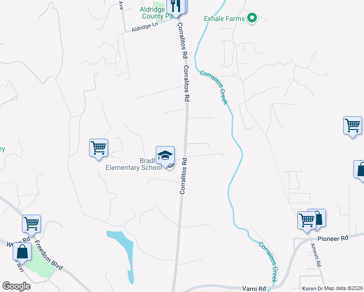 map of restaurants, bars, coffee shops, grocery stores, and more near 355 Corralitos Road in Watsonville