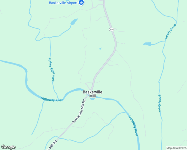 map of restaurants, bars, coffee shops, grocery stores, and more near 21407 Baskerville Mill Road in McKenney