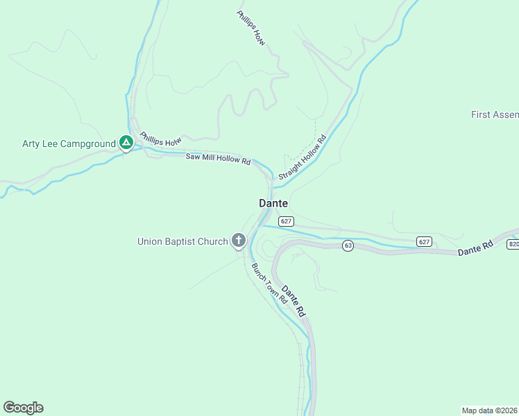 map of restaurants, bars, coffee shops, grocery stores, and more near Back Street in Dante