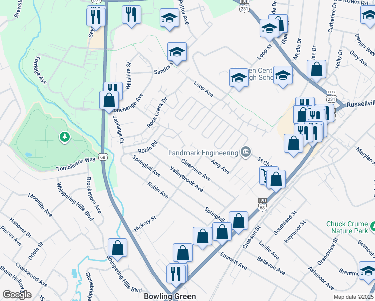 map of restaurants, bars, coffee shops, grocery stores, and more near 301-319 Clearview Ave in Bowling Green