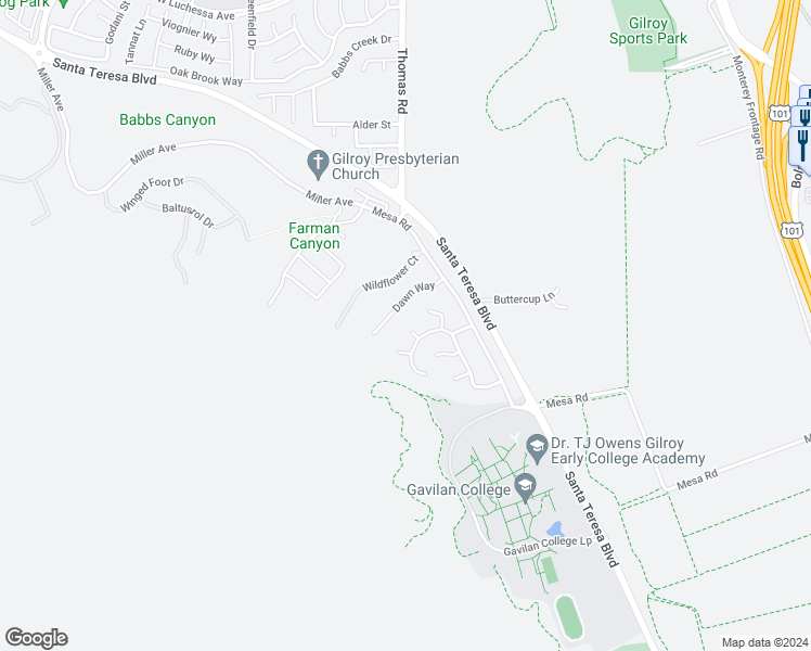 map of restaurants, bars, coffee shops, grocery stores, and more near 5580 Christine Court in Gilroy
