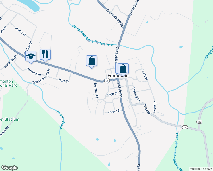 map of restaurants, bars, coffee shops, grocery stores, and more near 302 Rogers Street in Edmonton