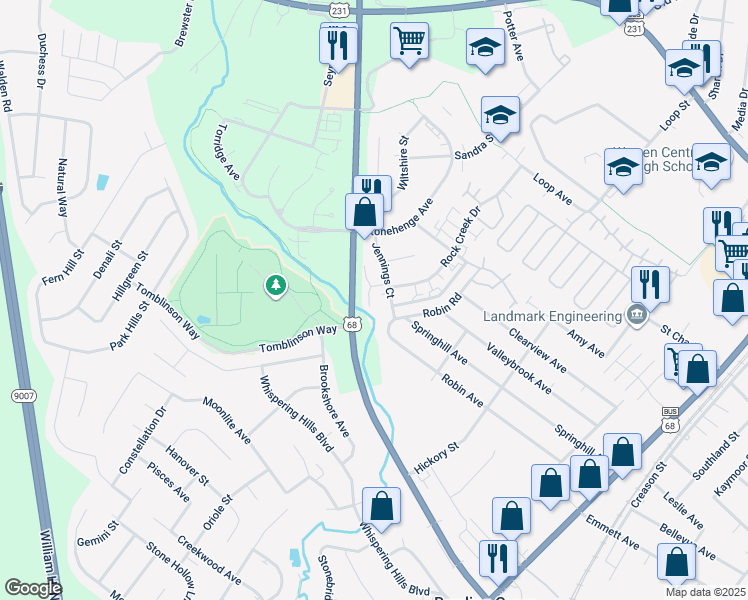 map of restaurants, bars, coffee shops, grocery stores, and more near 2071 Clover Court in Bowling Green