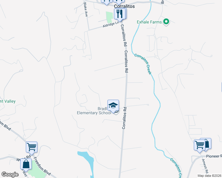 map of restaurants, bars, coffee shops, grocery stores, and more near 389 Corralitos Road in Watsonville